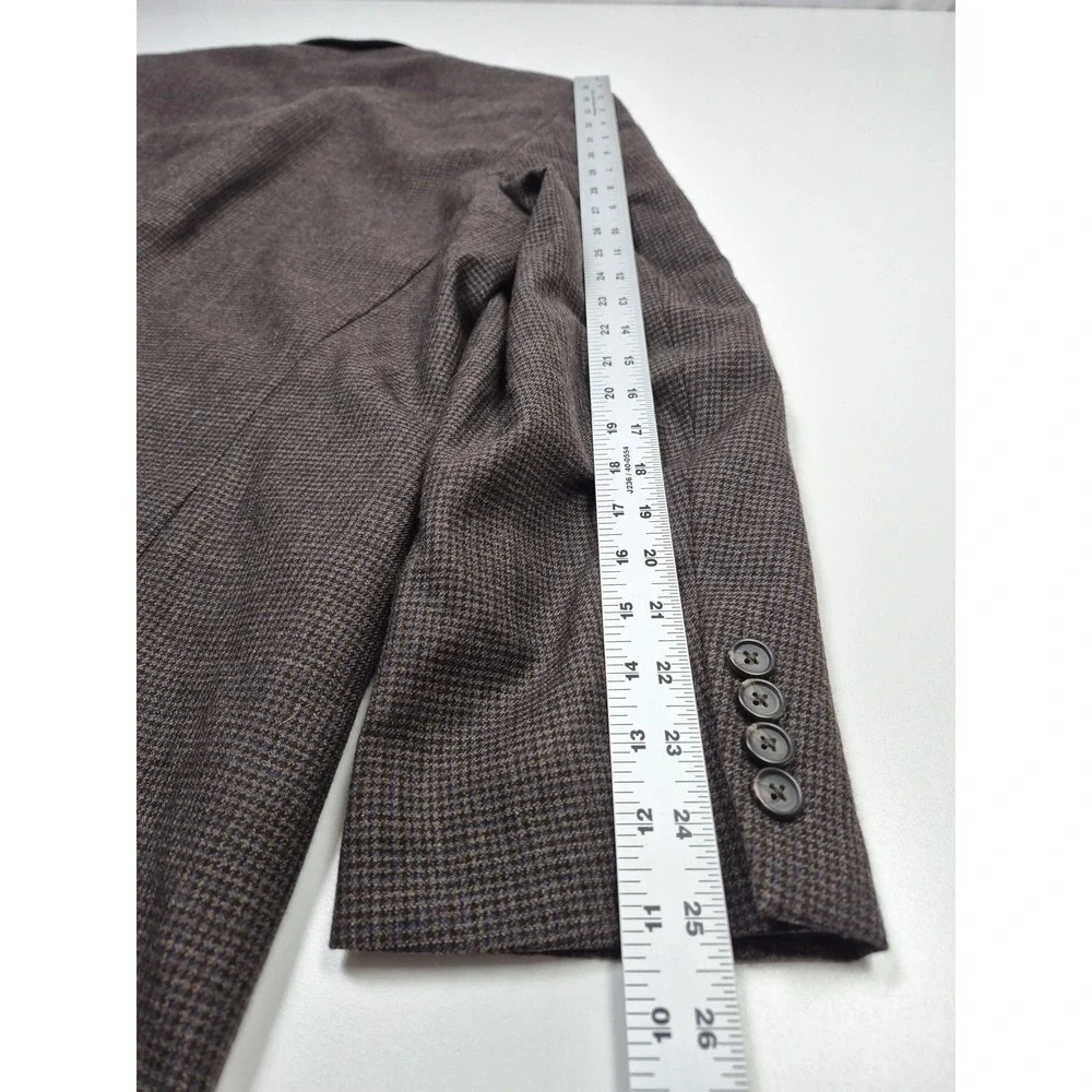 Lauren Ralph Lauren Blazer Mens 46R Brown Wool Houndstooth Tweed Sport Coat